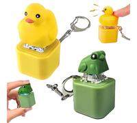 2 Pcs Quacking Duck Keychain, Cracking Frog Shape Fidget Keychain, Duckeys Quacking Fidget Toy, Frog Fidget Toy, Frog Fidget Toy, Keychain Frog Fidget, for Young Children, Work, School