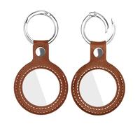 2 Pcs Quarter Holder Keychain, AA Coins Chip Keychain, Hand-Made PU Leather Sobriety Coin Holder Size 40mm with Crystal Clear Windows, Perfect for Recovery Medallions, Collectible Coins