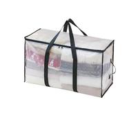 2 Pcs Quilt Organizer Bag Foldable Transparent Large Capacity Woven Closet Sort Waterproof Double Zipper Portable Storage for Clothes for Closet and Moving(72L)