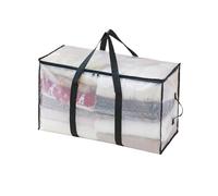 2 Pcs Quilt Organizer Bag Foldable Transparent Large Capacity Woven Closet Sort Waterproof Double Zipper Portable Storage for Clothes for Closet and Moving(88L)
