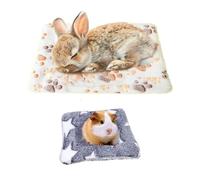 2 PCS Rabbit Bed Mat Guinea Pig Beds Plush Small Animal Hamster Thick Fleece Sleep Pad, Indoor Rabbit Hamster Squirrel Hedgehog Chinchilla Ferret Sleeping Warm Pads（Dog Footprint Pattern, Star)