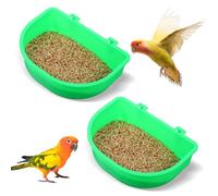 2 PCS Rabbit Cat Dog Hanging Feeder Waterer, 5.7 × 4.3 × 2.3inch Green Rabbit Feeders for Cages Chicken Birds Feeders Hanging Universal Rabbits Food Bowl Feeding Dish for Plastic Kennels Small Pets