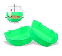 2 PCS Rabbit Cat Dog Hanging Feeder Waterer, 5.7 × 4.3 × 2.3inch Green Rabbit Feeders for Cages Chicken Birds Feeders Hanging Universal Rabbits Food Bowl Feeding Dish for Plastic Kennels Small Pets
