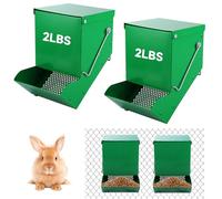 2 Pcs Rabbit Feeder for Cages, Hay Feeder Rabbit, Metal Small Animal Dispenser with Lid & Mesh Bottom, 4.7 Inch 2 LBS Capacity for Guinea Pigs Chinchillas, Cage or Outdoor Use