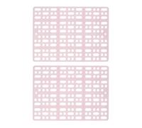 2 Pcs Rabbit Foot Mat Plastic with 4 Fixed Tabs Gridding Design Pink