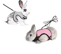 2 Pcs Rabbit Harness with 1.2m Leash, Adjustable Rabbit Mesh Vest No Pull, for Small Animal Pets Kittens Walking