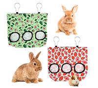 2 Pcs Rabbit Hay Feeder, Hanging Hay Feeding Bag Hay Feeder Guinea Pig Storage Racks with 2 Holes Rabbit Hay Bags Pet Food Bags for Chinchilla Dutch Pig Mole (Large)