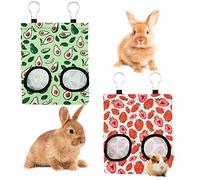 2 Pcs Rabbit Hay Feeder, Hanging Hay Feeding Bag Hay Feeder Guinea Pig Storage Racks with 2 Holes Rabbit Hay Bags Pet Food Bags for Chinchilla Dutch Pig Mole (Small)