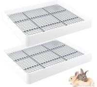 2 Pcs Rabbit Large Litter Box, Guinea Pig Training Pan Cage with Toilet Tray, Potty Trainner for Rats, Hamsters, Ferret, Bunny Small Animals, 38 x 31 x 6.6cm (15 x 12.2 x 2.6 Inch)