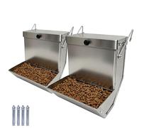 2 Pcs Rabbits Feeder - Stainless Steel Gravity Feeding with Sliding Lid for Pet & Small Animal, Anti-Corrosion, Durable for Outdoor & Indoor Cage Use, Holds Several Days' Food (6.2 Inch/4Lbs)