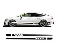2 Pcs Racing Sport Car Door Side Stripes Skirt Stickers Vinyl Decal, For Audi A3 A4 A5 A6 A7 Q2 Q3 Q5 RS3 RS4 RS5 TT Accessories Sports Pattern and Decals Suitable