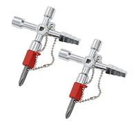 2 Pcs Radiator Key,Triangle Key,Universal Utility Plumbers Key,Water and Electricity Key,Metal Square Opening Keys,Meter Box Key,Plumbing Multi Cross Key,Faucet Utility Multi-Functional Spanner,keys