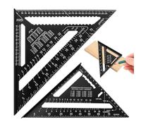 2 Pcs Rafter Square Metric Set, 12 inch & 7 inch Black Metric Triangle Ruler Protractor, Aluminum Carpenters Roofing Square Tool for Woodworking Angle Measuring Marking