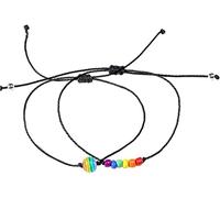 2 Pcs Rainbow Beaded Bracelet for Lesbian & Gay Pride Beaded Couple Bracelets Handmade Adjustable Wristband Jewelry Fashion processing