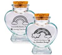 2 Pcs Rainbow Bridge Memorial Bottles - Glass Keepsake Jars for Pet Ashes, Hair & Fur - Sympathy Gift for Loss of Dog or Cat (1pc Until We Meet Again+1pc I Crossed Rainbow Bridge)