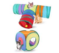 2 PCS Rainbow Cat Tunnel, 3-Way and Cube Foldable Pet Play Tunnel Pop Up Cat Tunnels Interactive Cats Tunnels for Pet Puppy Kitten Rabbit Rolling Channel