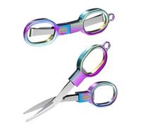 2 PCS Rainbow Folding Portable Safety Travel Scissors - Stainless Steel Paper Scissors - Small, Ideal for Paper Craft, Sewing, Scrapbooking, Office, School