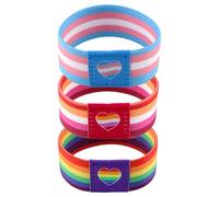 2 PCS Rainbow Pride Bracelets for Men Women Colorful Elastic Love Is Love Wrist Band Rainbow LGBTQ Bracelets for Pride Month Lesbian Gay Bisexual LGBTQ Jewelry Accessories, L, Zinc, no gemstone