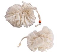 2 Pcs Ramie Bath Shower Loofah Sponge Body Scrubber, Soft Mesh Design | Creates Rich Foam, Quick Drying Hang, Gentle Texture for Sensitive Skin, Women, Legs, Chest, Home or Travel Random Color