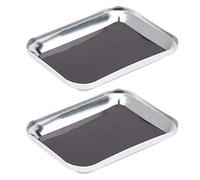 2 Pcs RC Repair Screw Tray, 105x85mm RC Model General Repairing Screw Tray with Magnetic Pad Aluminium Screw Tray for RC Model Cell Phone Repair Screw Tools(Silver)
