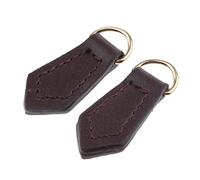 2 Pcs Real Leather Zipper Pull Tabs Tags Zip Puller Replacement Handbag Repair Coffee
