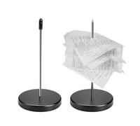 2 Pcs Receipt Spike Ticket Spike Receipt Holder Paper Memo Holder Metal Bill Holder Check Spike Receipt Note Holder with Round Base for Restaurant Kitchen Office Hotel Black