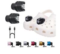 2 Pcs Rechargable Headlights for Shoe Charms, Flashlight Attachment for Shoe, Accessory for Kids Boy Girl Men Women Adult Sandals, Clip on Clog Light up Shoe Decoration Charms