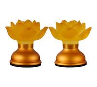 2 Pcs Rechargeable Led Lotus Lanterns, Yellow Light, 2-Piece Set, Usb Charging, 9 Cm Flower Design, Ideal For Home Décor, Buddha Statues, Spiritual Gifts