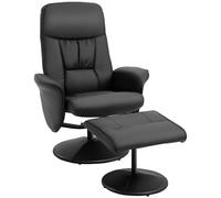 2 Pcs Reclining Armchair Ottoman 360 Swivel Home Furniture PU Leather Black