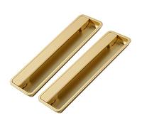 2 pcs Rectangular Recessed Flush Handles Sliding Door Handle Recessed Finger Pull Handles Flush Pull Handle for Sliding Door, Cupboard, Drawer, Cabinet Black (Medium,Gold)