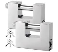 2 Pcs Rectangular Steel Padlocks, Heavy Duty 9 mm Shackle, High Security Locker Padlock, Anti-Rust, Anti-Theft, for Doors, Cabinets, 2.4 x 0.8 x 1.7 in, 6 x 2 x 4.3 cm