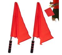 2 Pcs Red Football Referee Flags Lightweight Reusable