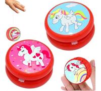 2 PCS Red Glow Unicorn Yo-Yo for Kids, Light Up Automatic Return Yoyo Toy with String, (5.5cm) High Speed Bearing Beginner YoYo, Trick Skill Toy Party Favor