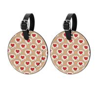 2 PCS Red Heart Messages Round Luggage Tags, Suitcase ID Tag Set Handbag Tag Labels Travel Accessories for Checked Luggage, Hand Luggage & Handbags