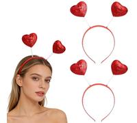 2 PCS Red Heart Shaped Sequin Hair Hoops, Sequins Heart Headband, Valentine's Day Love Hair Band, Valentines Headband, for Valentine, Party Supplies, Wedding, Birthday.