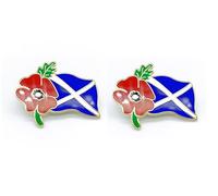 2 Pcs Red Poppy Flower Veteran Soldier Scotland St Andrew's Flag Brooch Enamel Pin Badge