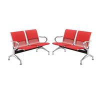 2 Pcs Red PU Waiting Room Chairs Set - Comfortable Reception Bench with Armrests for Office Business Hospital and Airport Guest Seating