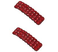 2 Pcs Red Rhinestone Hair Clips,Rhinestones Korean Style Hair Clips,Rectangular Hairpins Shiny Luxury Hairpins Wedding Rhinestone Hair Clips, Barrettes Hair Accessories for Women Girls,Hair Care