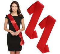 2 PCS Red Sash Beauty Pageant Sashes Red 62.9*3.7in Satin Sash Blank Plain Pageant Party Favors Wreath Miss Congeniality Men to Decorate Sashes DIY Personalized for Birthday Party