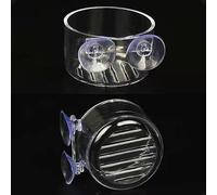 2 Pcs Red Worm Feeder Acrylic Plant Shrimp Feeder Bowl Floating Bloodworm Food Dish with Suction Transparent Fish Feeding Cup for Aquarium Reptiles