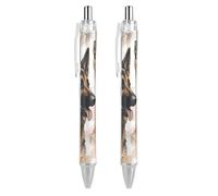 2 PCS Refillable Black German Shepherd Dog Lovers Ballpoint Pens 0.5mm Fine Point Smooth Writing Quick-Dry Liquid Ink Comfort Grip Retractable & Pocket-Sized for Journaling Notetaking Sketching