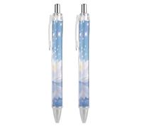 2 PCS Refillable Black Magical Lotus Flower Bloom Ballpoint Pens 0.5mm Fine Point Smooth Writing Quick-Dry Liquid Ink Comfort Grip Retractable & Pocket-Sized for Journaling Notetaking Sketching