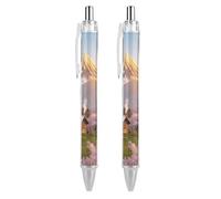 2 PCS Refillable Black Morning Mist Sakura Ballpoint Pens 0.5mm Fine Point Smooth Writing Quick-Dry Liquid Ink Comfort Grip Retractable & Pocket-Sized for Journaling Notetaking Sketching