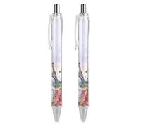 2 PCS Refillable Black Paris Eiffel Tower with Flowers Ballpoint Pens 0.5mm Fine Point Smooth Writing Quick-Dry Liquid Ink Comfort Grip Retractable & Pocket-Sized for Journaling Notetaking Sketching