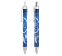 2 PCS Refillable Black White Fantasy Dream Catcher Ballpoint Pens 0.5mm Fine Point Smooth Writing Quick-Dry Liquid Ink Comfort Grip Retractable & Pocket-Sized for Journaling Notetaking Sketching