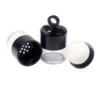 2Pcs 10g/0.34oz Black Mini Empty Refillable Loose Powder Box with Powder Puff Cap and Sifter DIY Cosmetic Foundation Powder Case Blusher Finishing Powder Jar Container for Makeup