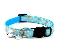 2 Pcs Reflective Breakaway Adjustable Cat Light Blue Collar with Bell