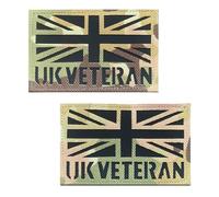 2 PCS Reflective British Union Jack Veteran Tactical Laser Cut Patch Badge Applique Patches for Football Billiards Jersey,Uniforms,Clothes,Jacket,Jeans,Bag,Armband Hook and Loop Emblem