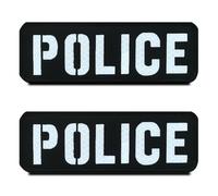 2 PCS Reflective British Union United Kingdom Police Patch Infrared IR Morale Police Badge Tactical Military Uniform Fastener Emblem for Backpack Clothing Jacket Vest Dog Harness
