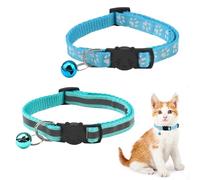 2 Pcs Reflective Cat Collar with Bell, Cat Collars Quick Release with Anti-Lost Bell to fit all Boy and Girl Cat (BLUE)